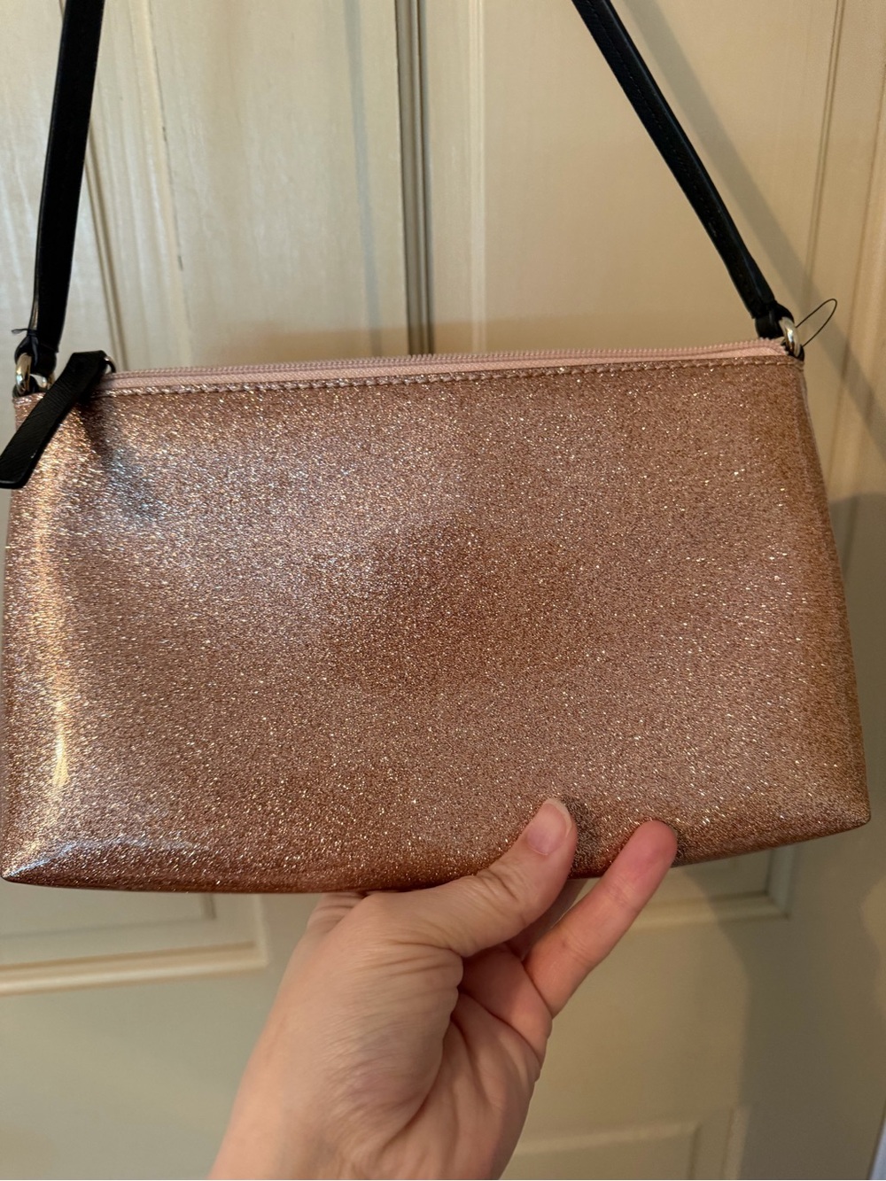 kate spade Glitter Pink Crossbody with Black Bow Accent - Picture 4 of 8